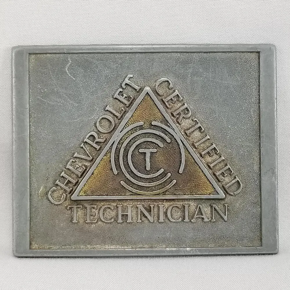 Vintage Belt Buckle Chevrolet Certified Technician Mechanic USA Made By RJR & Co